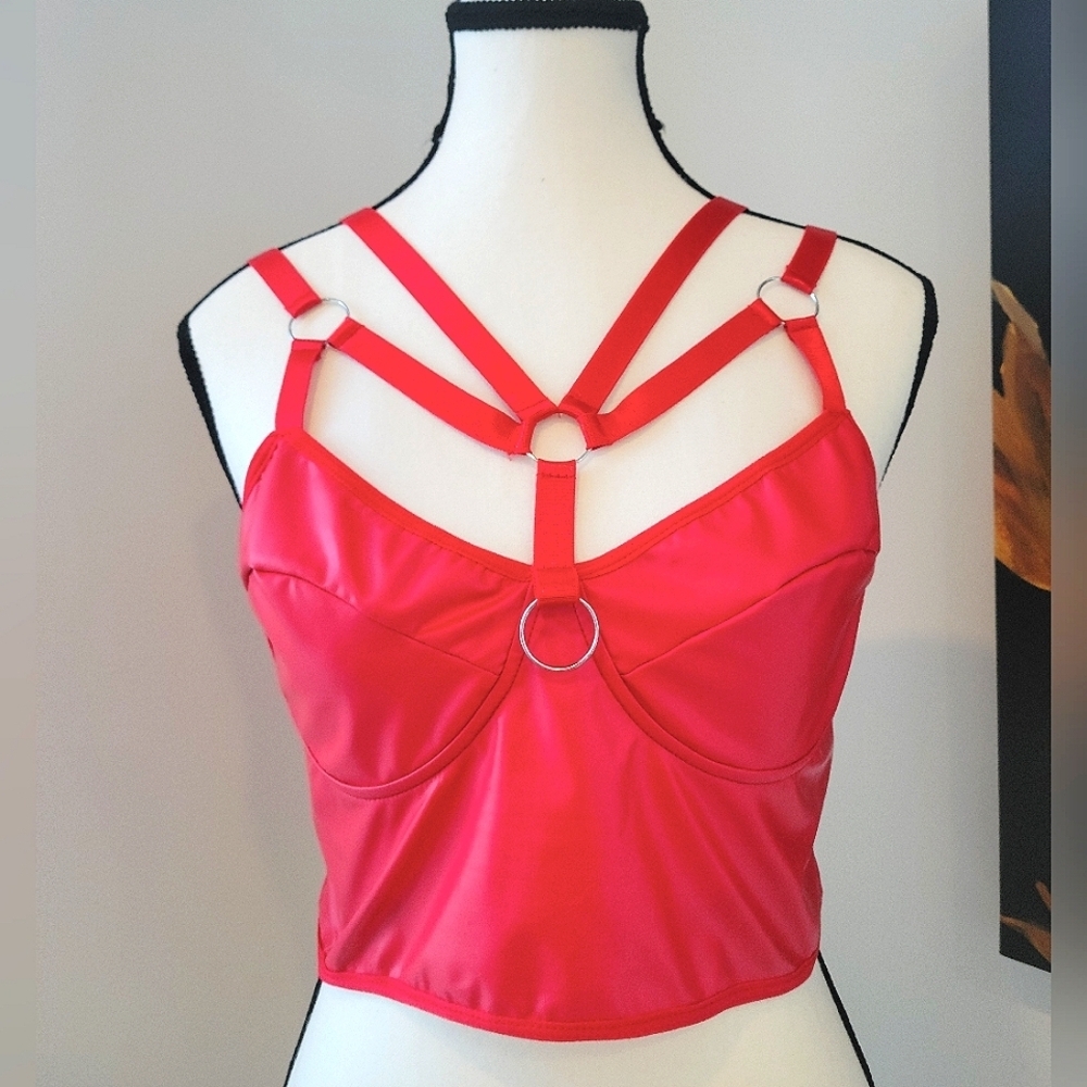 3/$30 Red Faux Vinyl Bustier